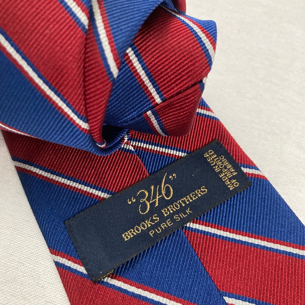 Brooks Brothers 346 Slim Blue & Red Silk Striped Repp Tie Preppy Ivy Gift Office - Picture 3 of 5